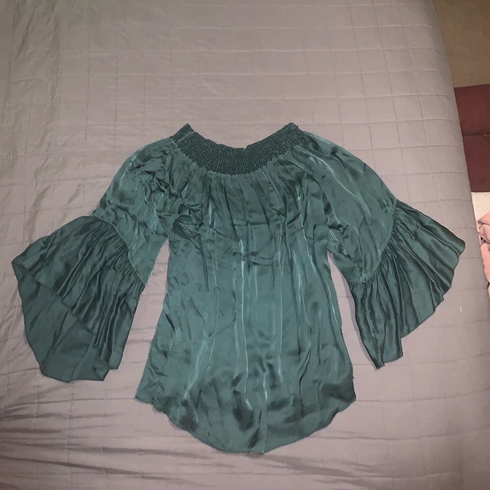 Green silk blouse size: Large